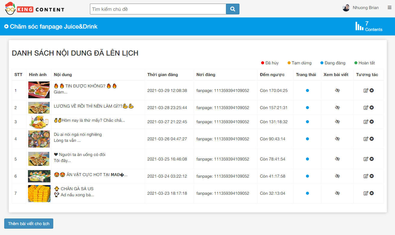 tool lên lịch đăng bài facebook - kingcontent.pro