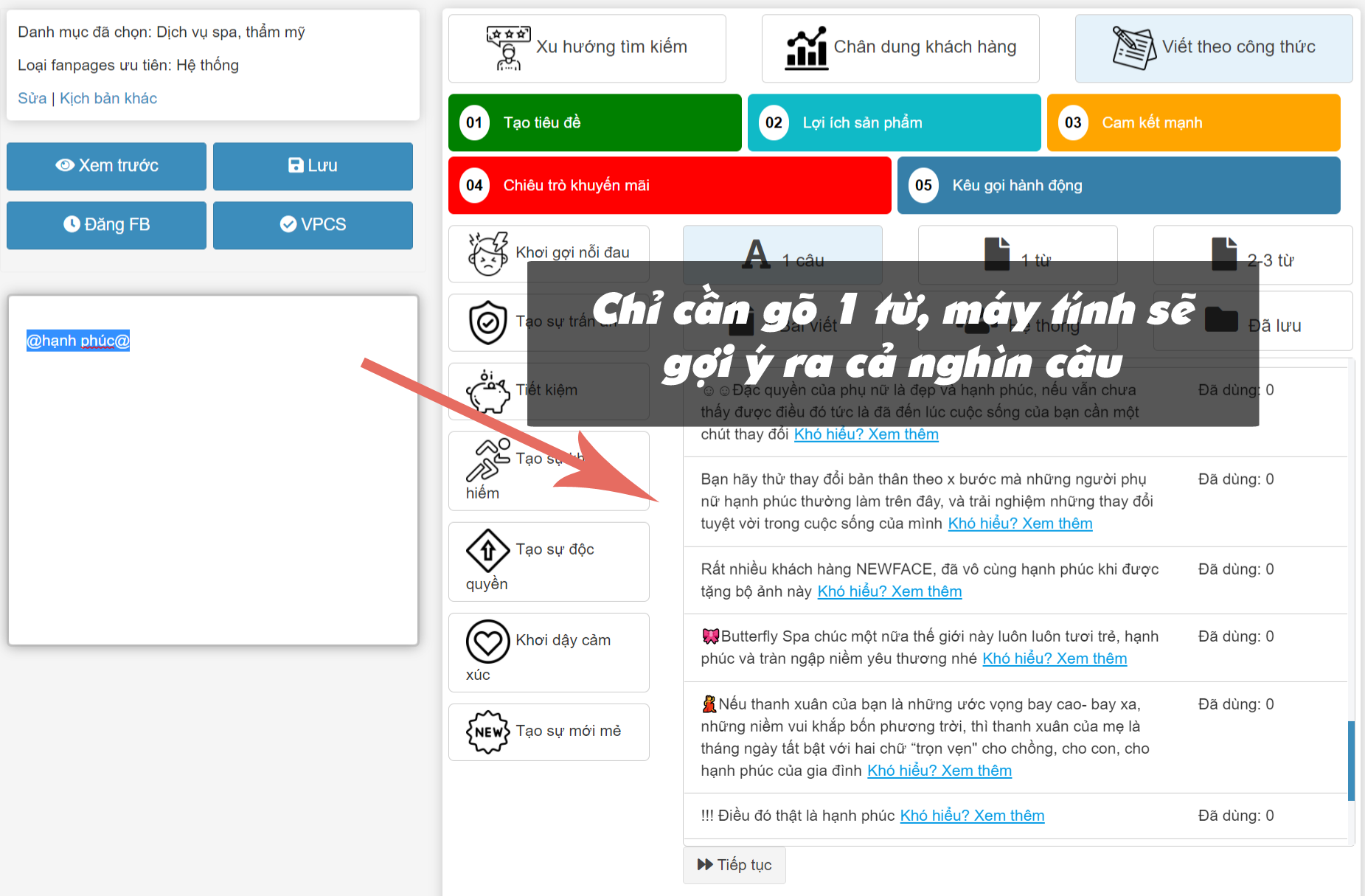 tool viết content gợi ý máy tính