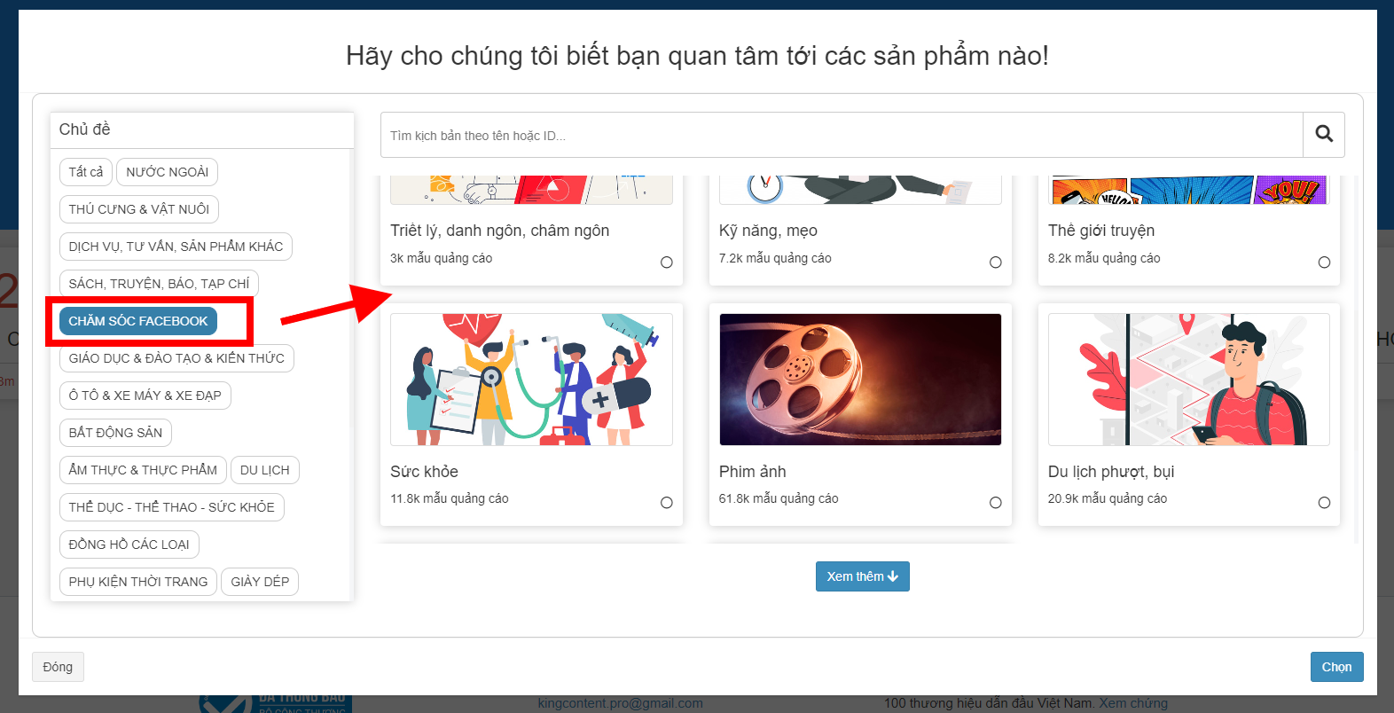 menu nhiều tương tác kingcontent