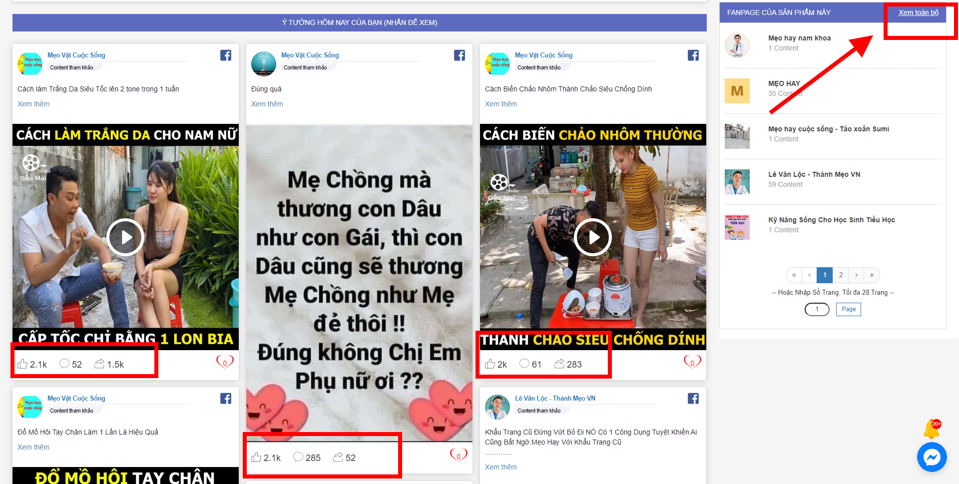 menu nhiều tương tác kingcontent